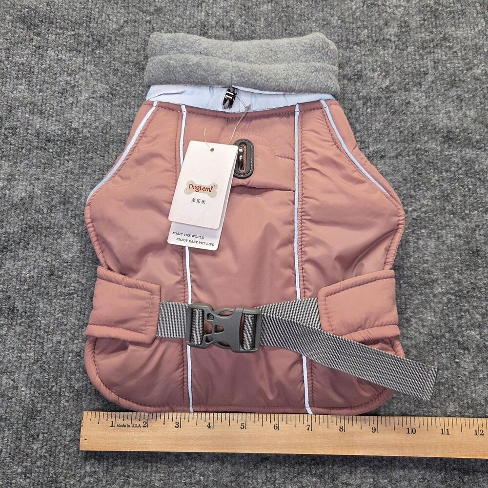 DogLemi Dog Harness Jacket Small Pink Warm Winter Coat Vest Reflective Leash